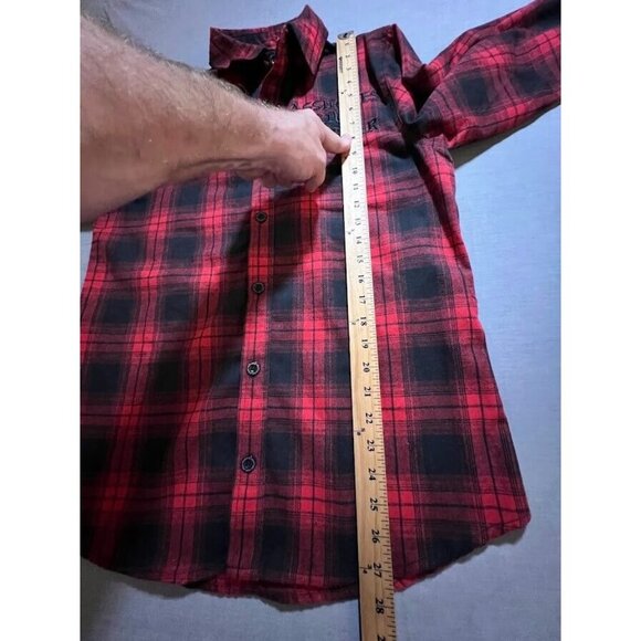 A$$holes Live Forever Flannel Shirt Adult S Red Plaid Button Up Long Sleeve Mens - Picture 7 of 9